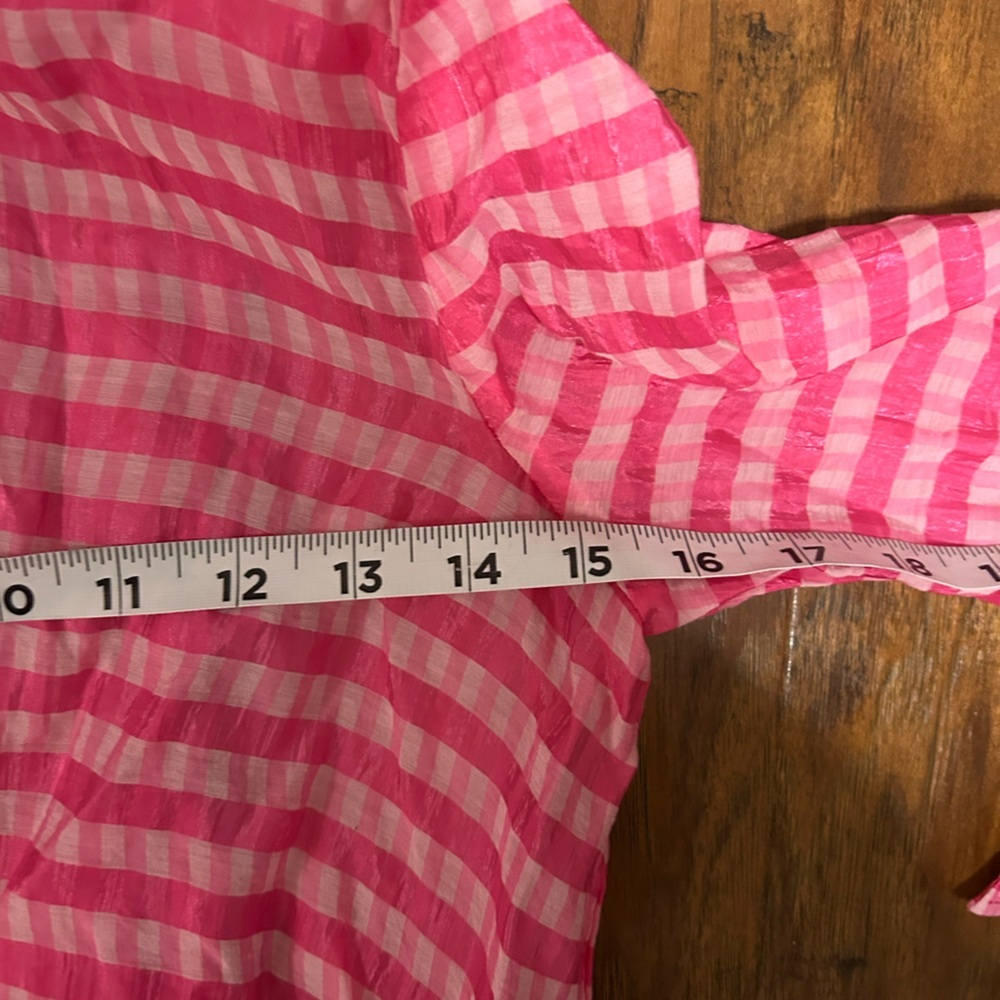 Taylor Long Sleeve Gingham Print l Dress in Pink and White Front Button closure - Picture 5 of 8